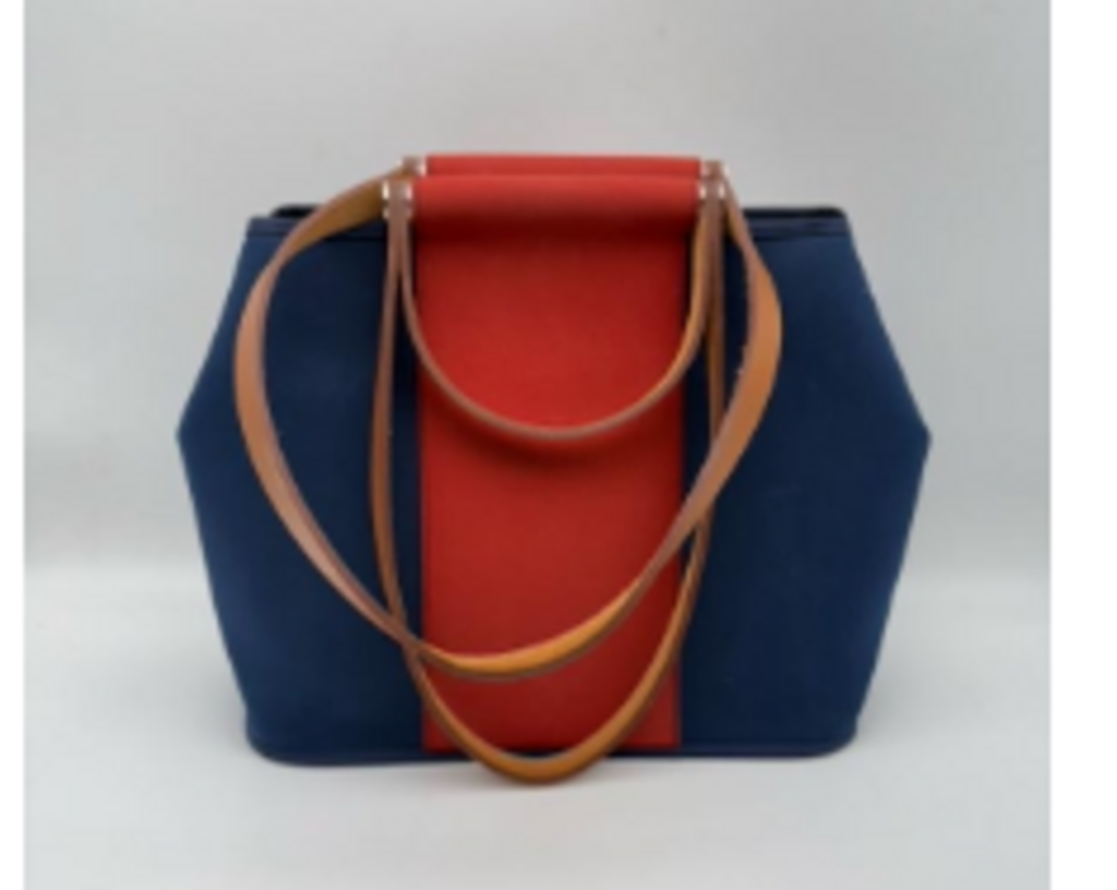 Blue & Red Stripe Canvas Shoulder Bag
