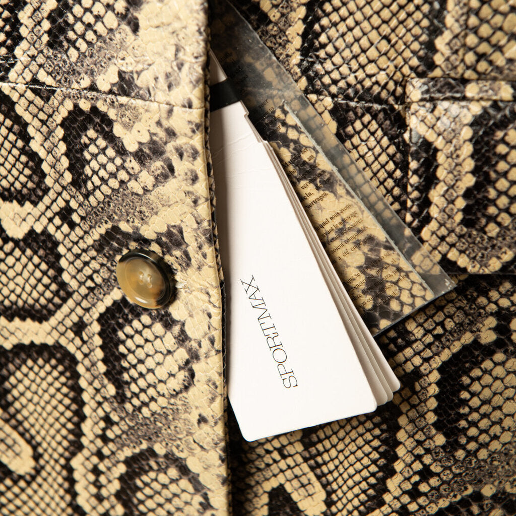 Sportmax Black & Cream Snakeprint Leather Jacket