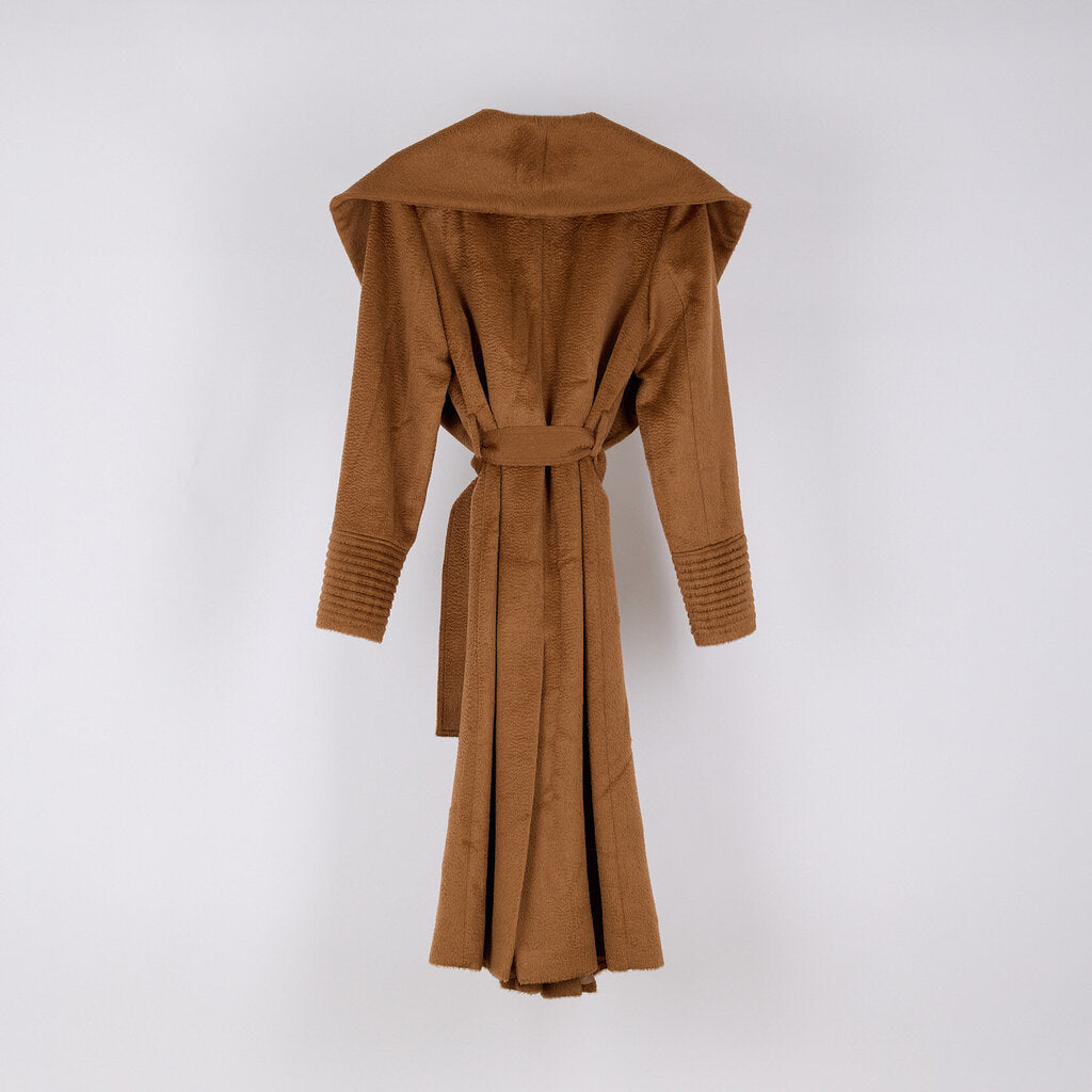 Sentaler Brown Alpaca Long Shawl Wrap Coat