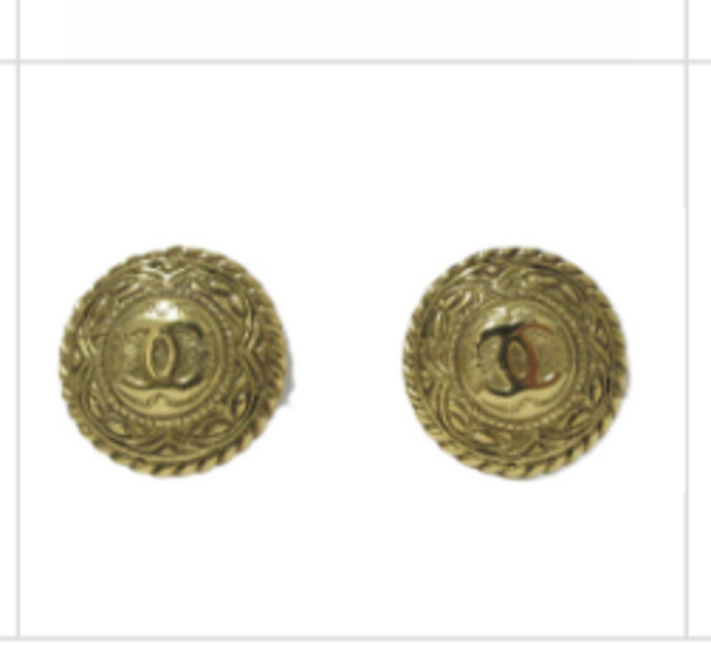 Gold Circle Coco Vintage Clip Earrings