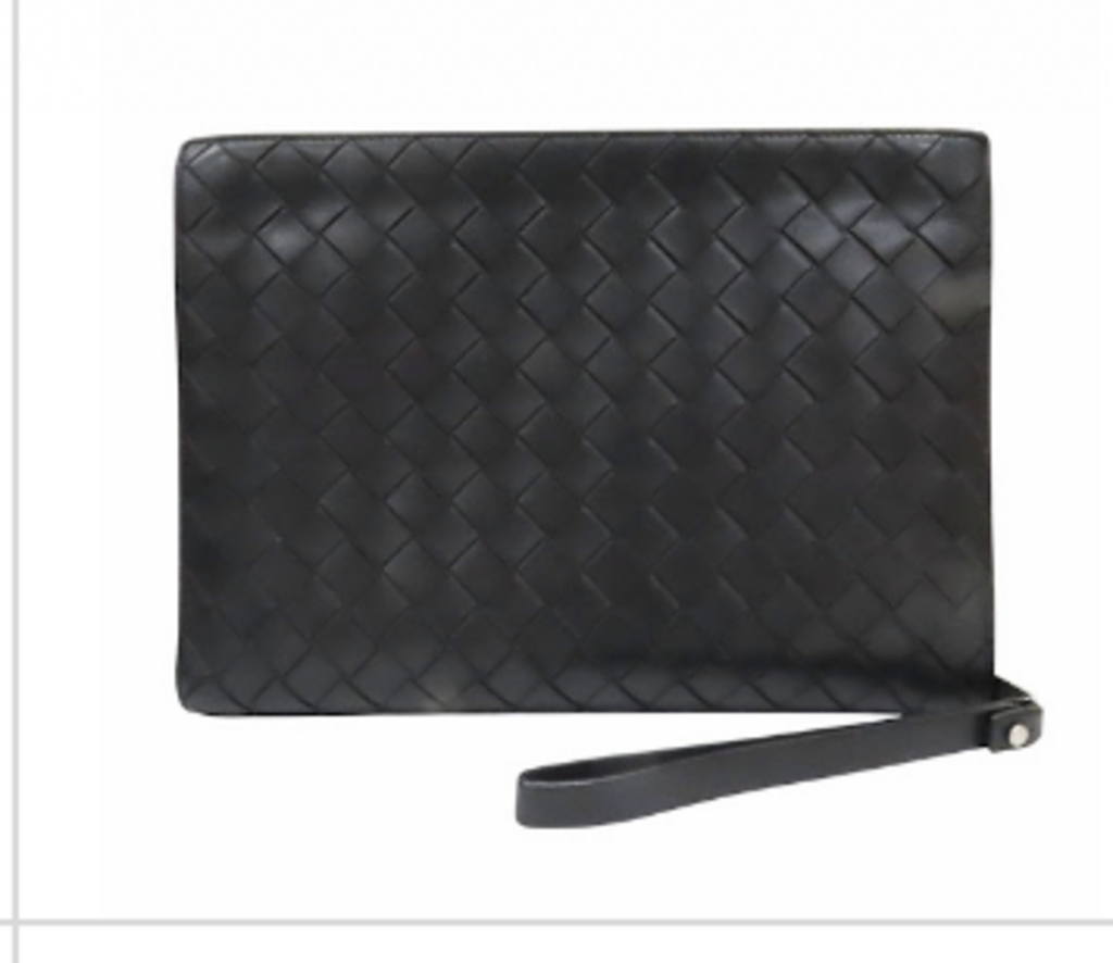 Black Intrecciato Wristlet Clutch