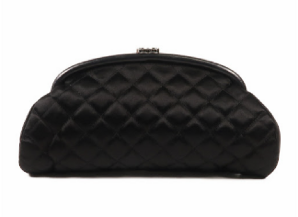 Black Satin Quilted Timeless Clutch