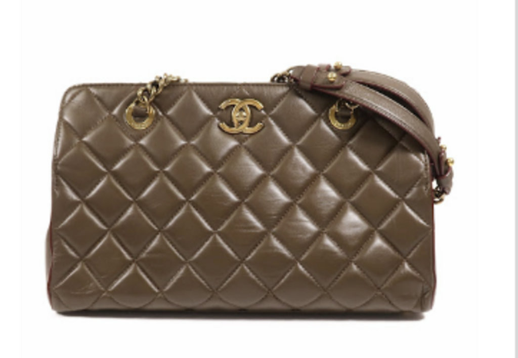 Brown Sheepskin Quitled Shoulder Bag