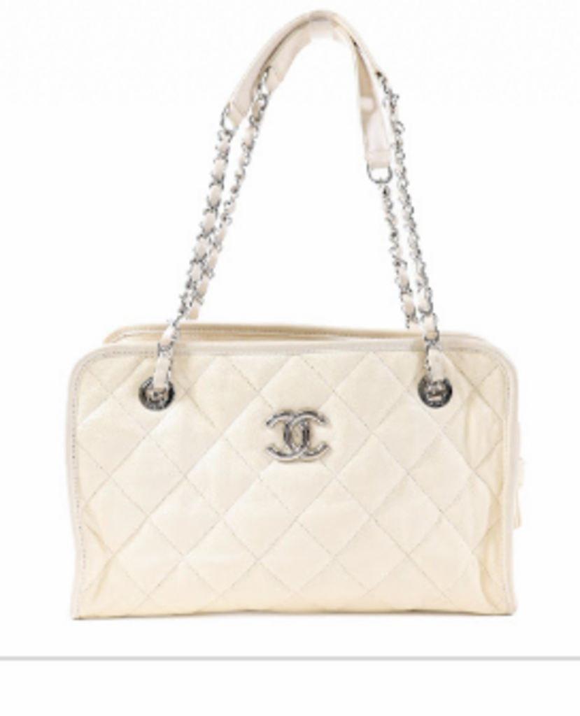 Beige Leather Chain Shoulder Bag