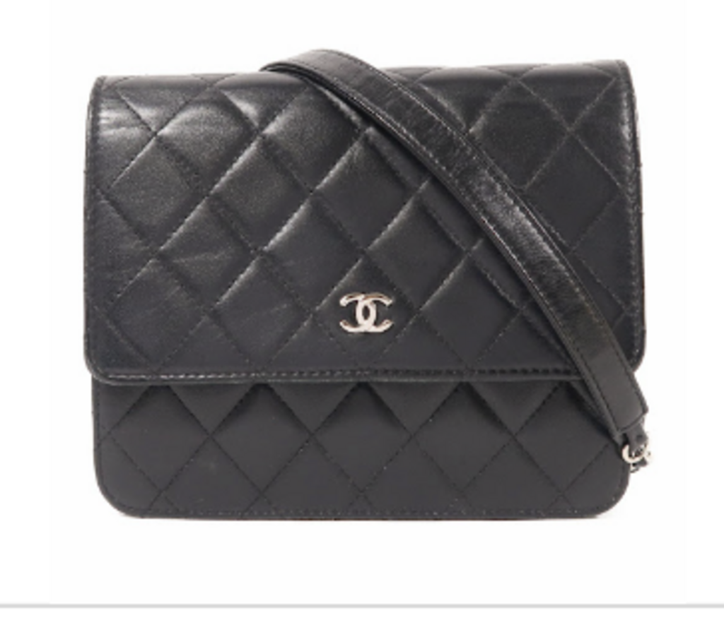 Black Square Leather Chain Shoulder Bag