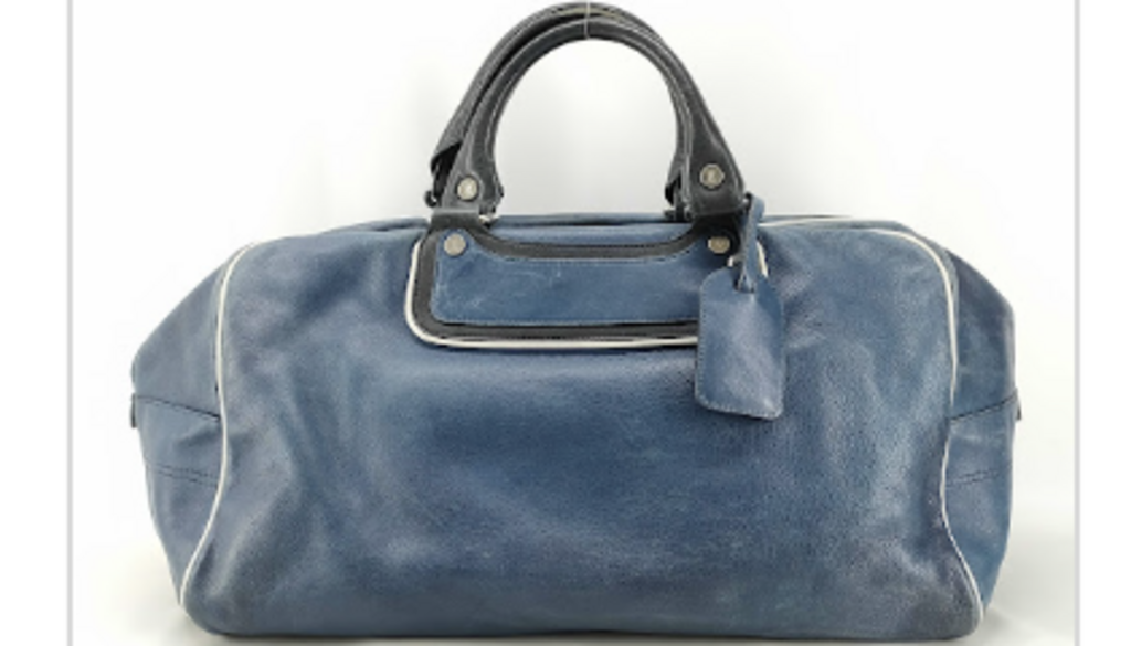 Blue Leather Boston Bag