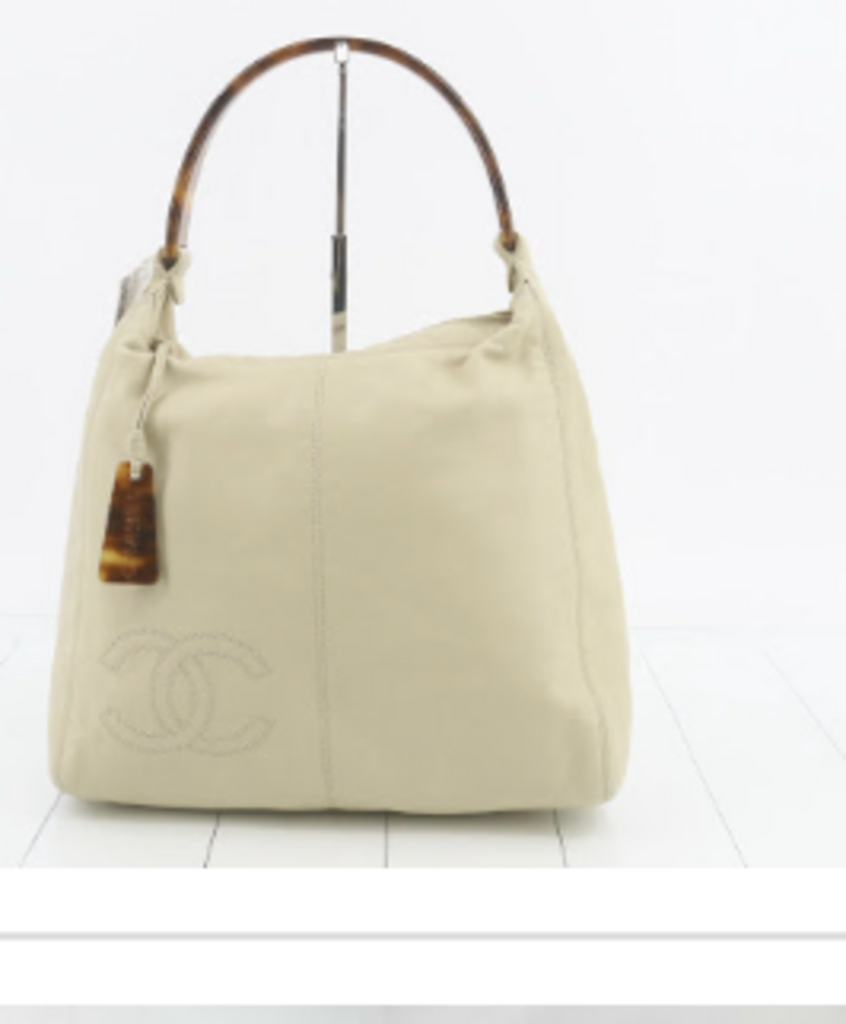 Cream Leather Hobo w/Tortoise Handle