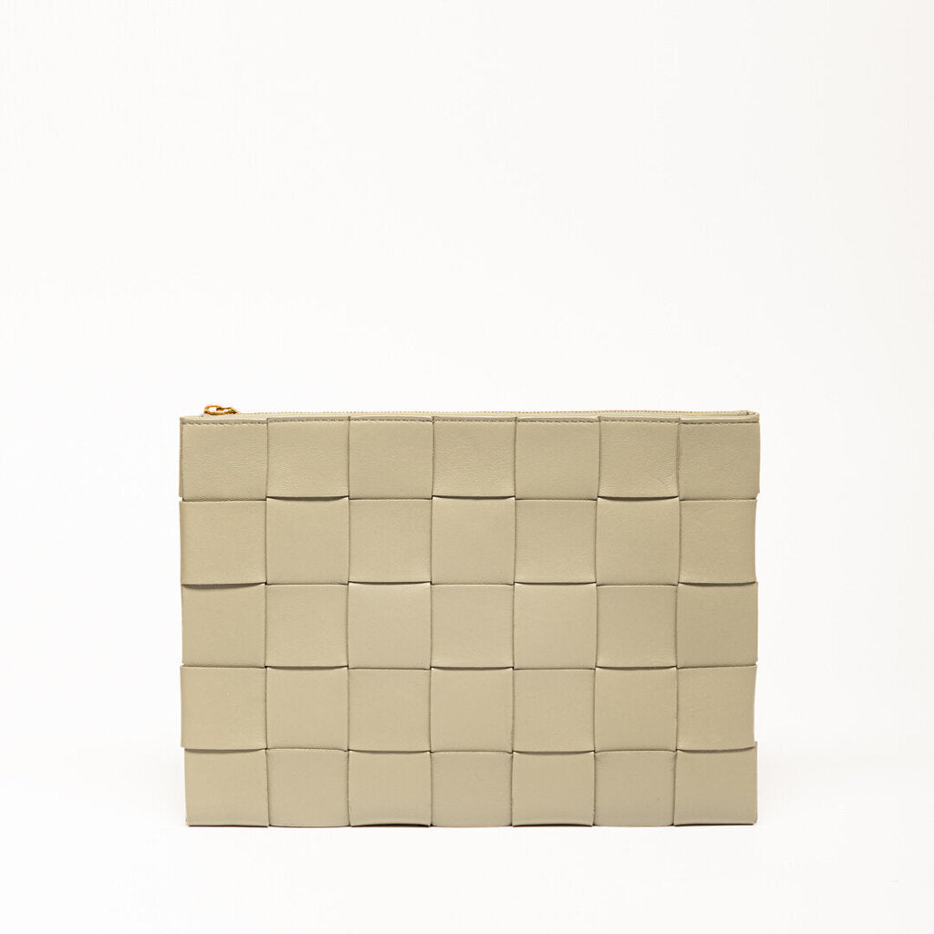 Bottega Olive Large Intrecciato Clutch