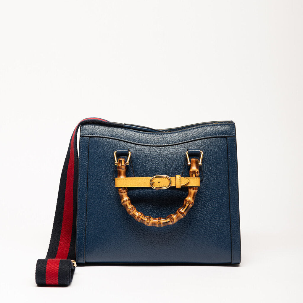 Gucci Blue Leather Diana Bag 2 Way Tote