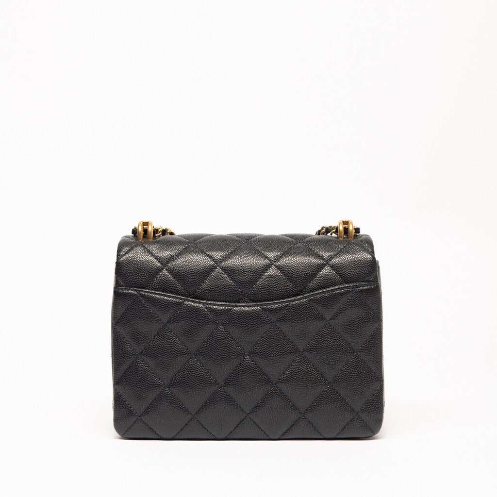 Chanel Navy Caviar Square Classic Flap