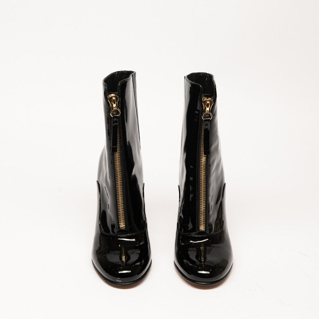 Valentino Black Patent Zip Up Boots