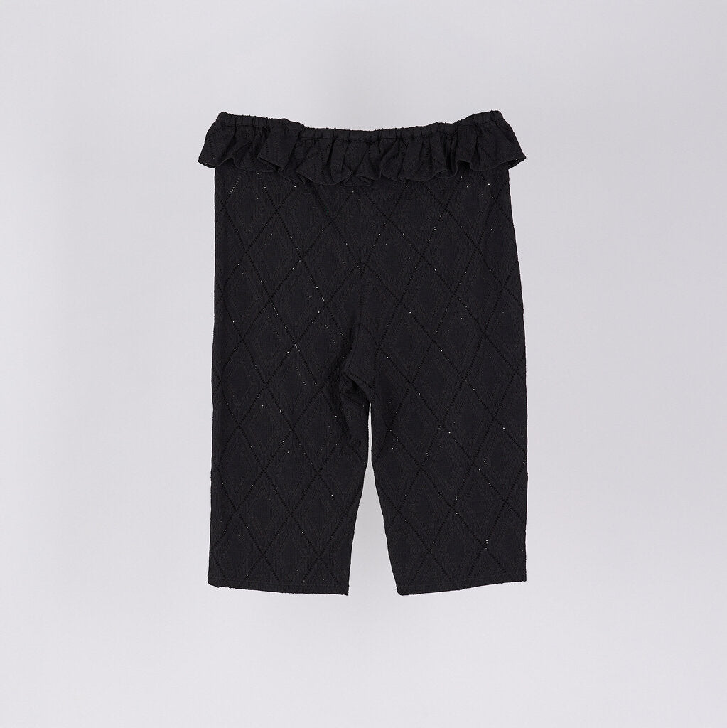 Chanel Black Poly Ruffle Pointelle Shorts