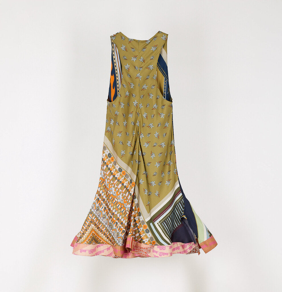 Chloe Multi Color Silk Sleeveless Dress