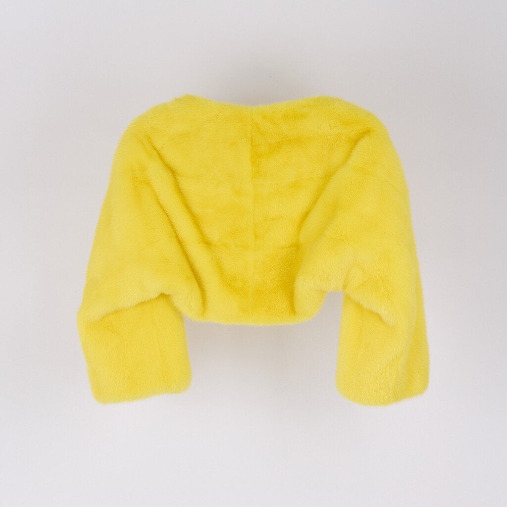 Gucci Acid Yellow Mink Fur Shawl