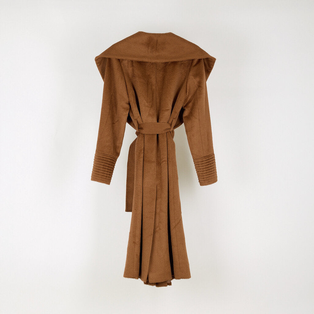 Sentaler Brown Alpaca Long Shawl Wrap Coat