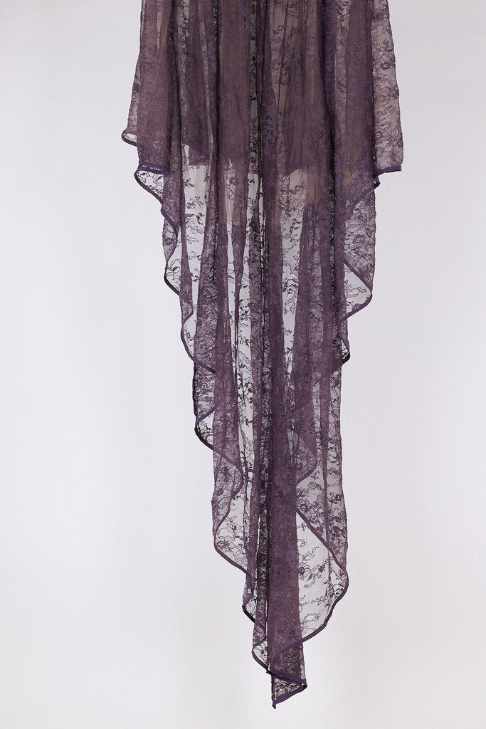 The Attico Purple Lace Maxi Dress w/ Train