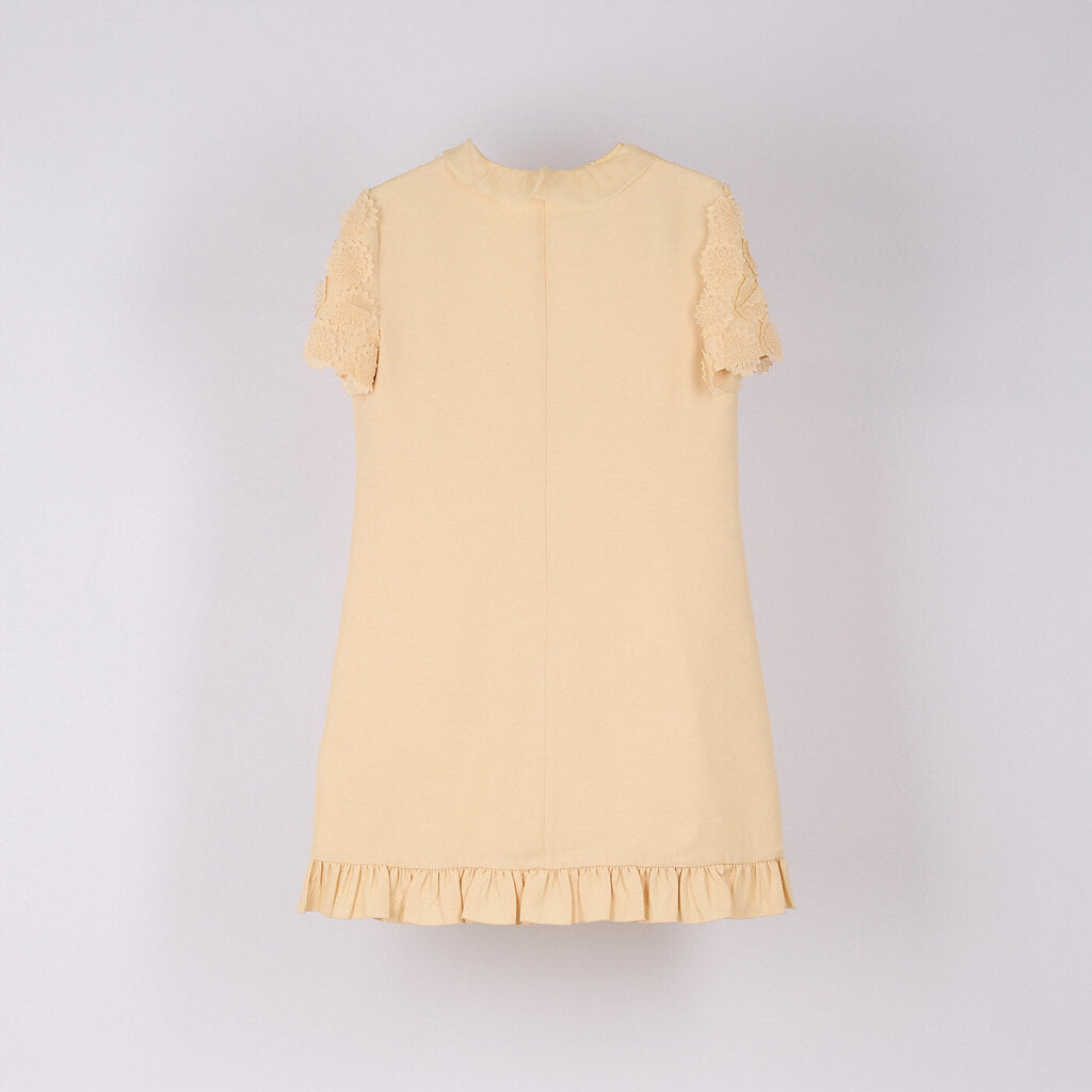 Valentino 2025 Cream Virgin Wool & Silk Floral Lace Mini Dress