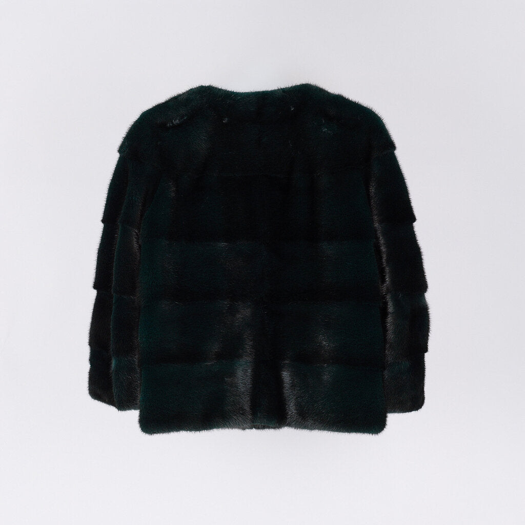 Lilly E Violetta Green Mink Cropped Jacket