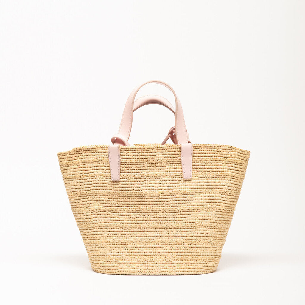 Celine Pink Straw & Leather Bag