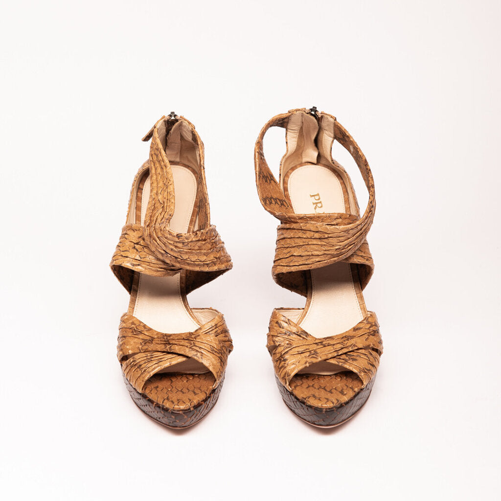 Prada Snakeskin Wrap Pumps