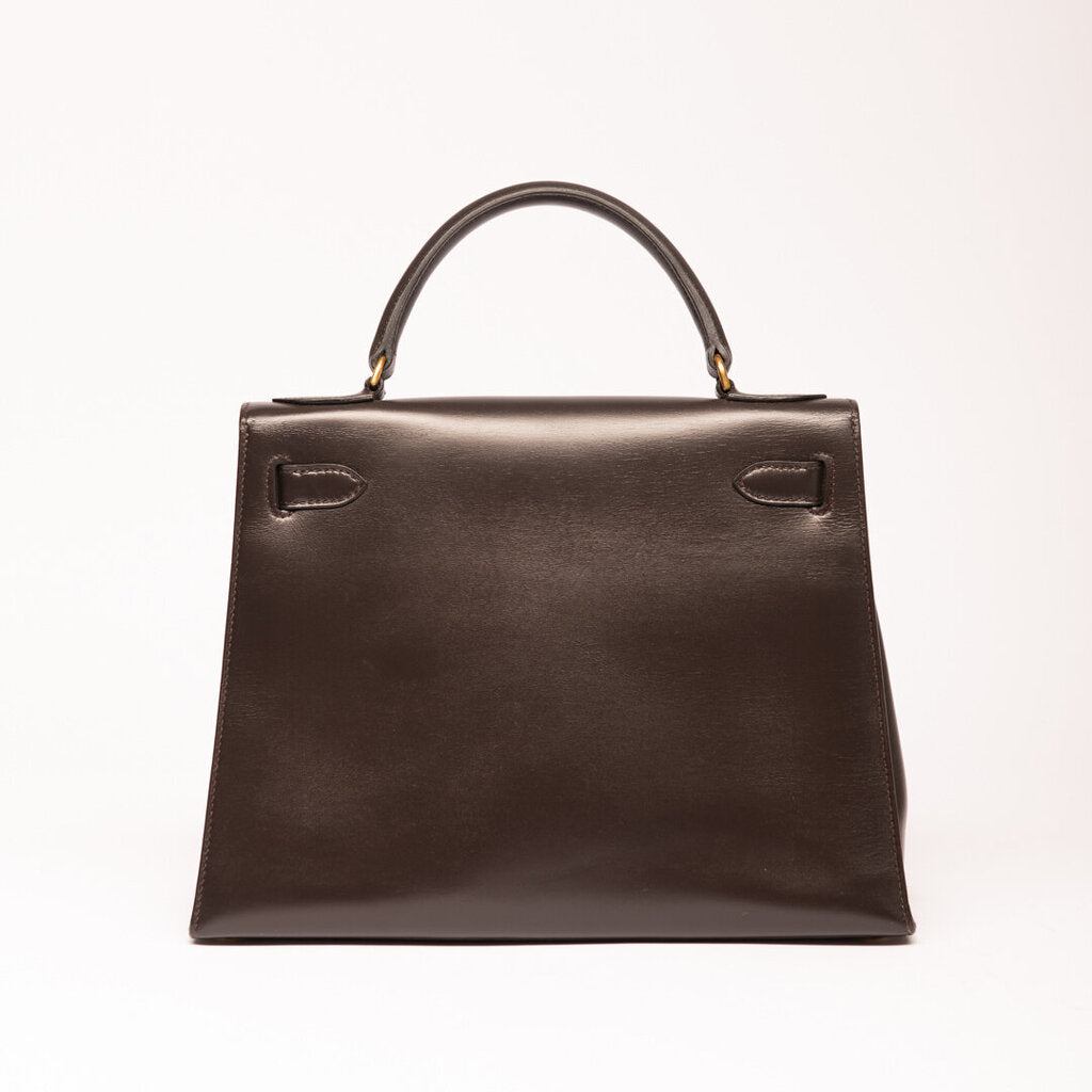 Hermes Chocolate Brown Box Calf Kelly (1983)