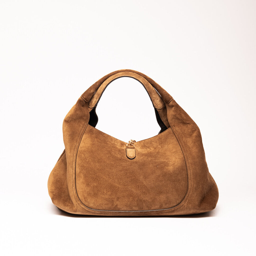 Gucci Brown Suede Softbit Maxi Shoulder Bag