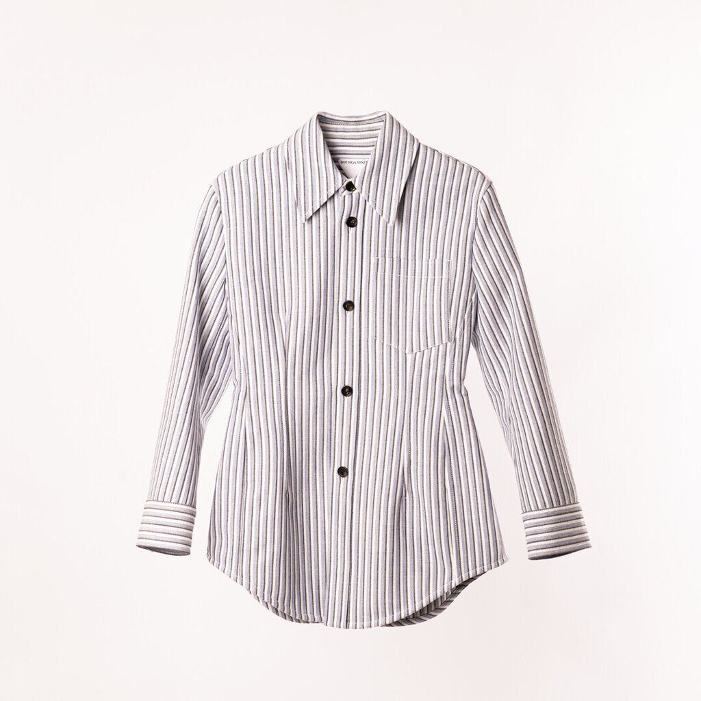 Bottega Veneta Blue & White Cotton Stripe Jacket