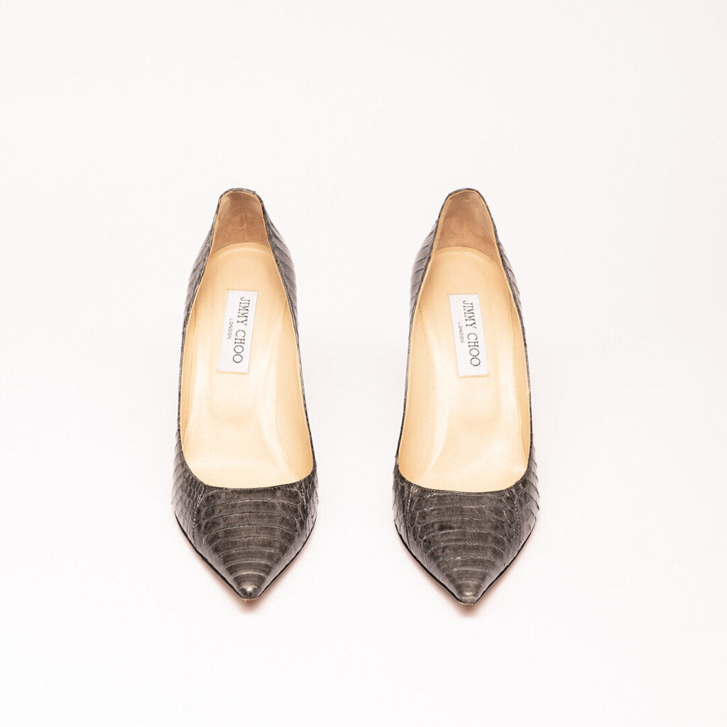 Jimmy Choo Grey Python Pumps