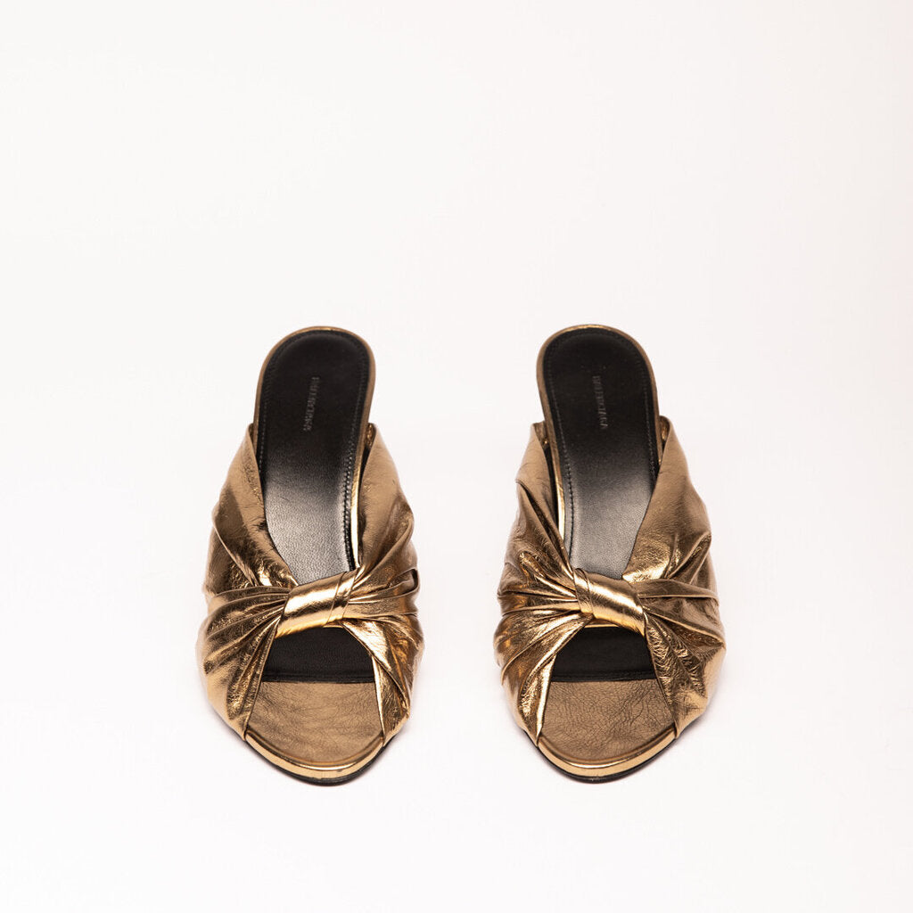 Balenciaga Gold Leather Knot Sandal