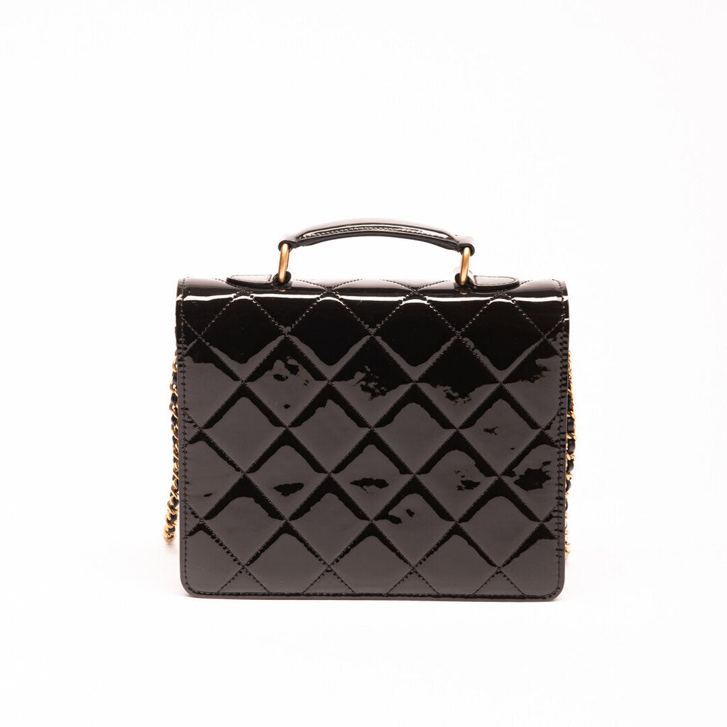 Chanel Black Patent Square Quilted Bag