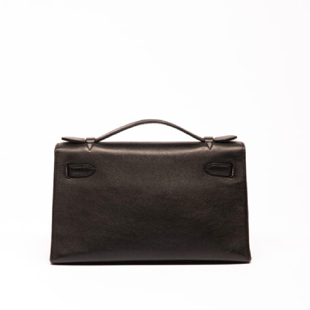 Hermes Black Swift A Stamp Gold Hardware Pochette