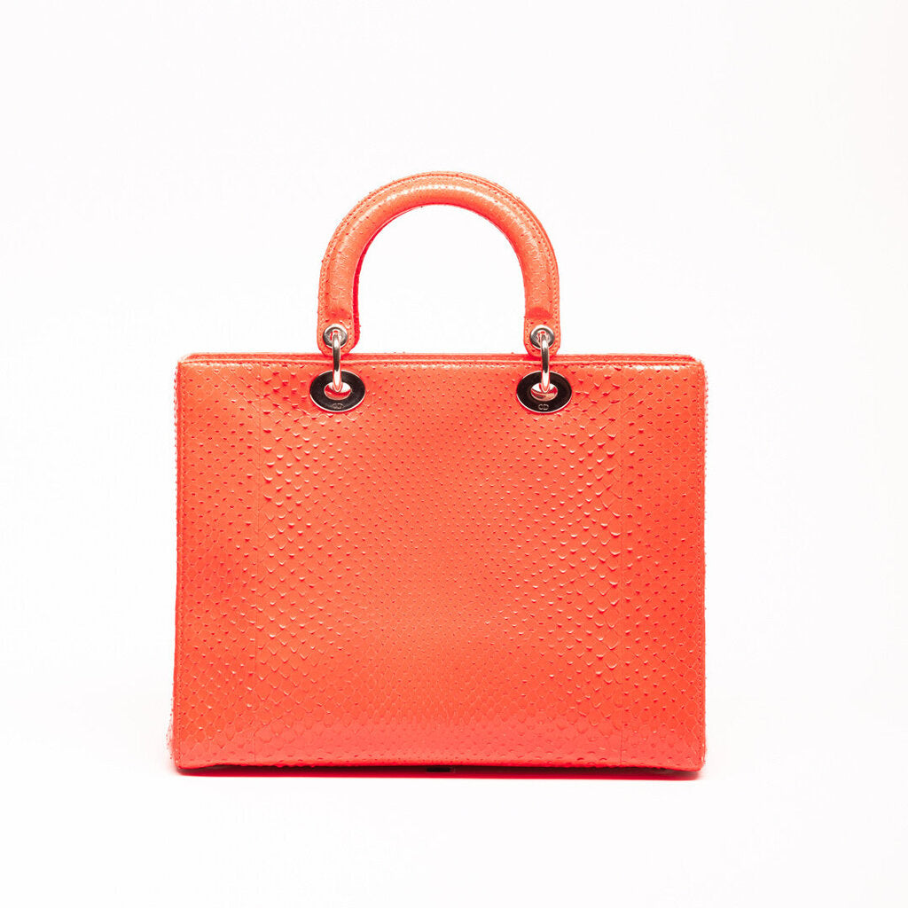 Christian Dior Orange Python Large Lady Bag