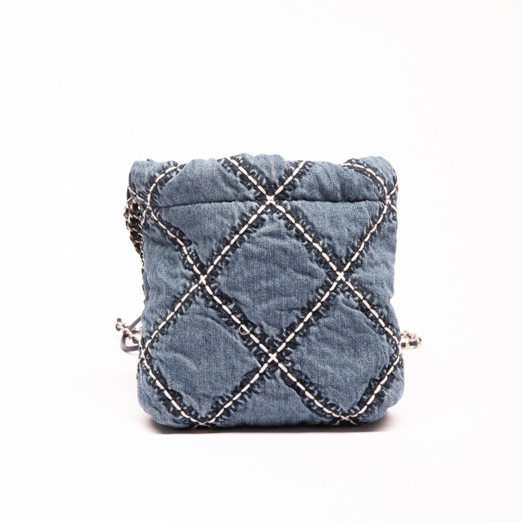 Chanel Denim Stitched Quilted Silver Hardware Mini 22