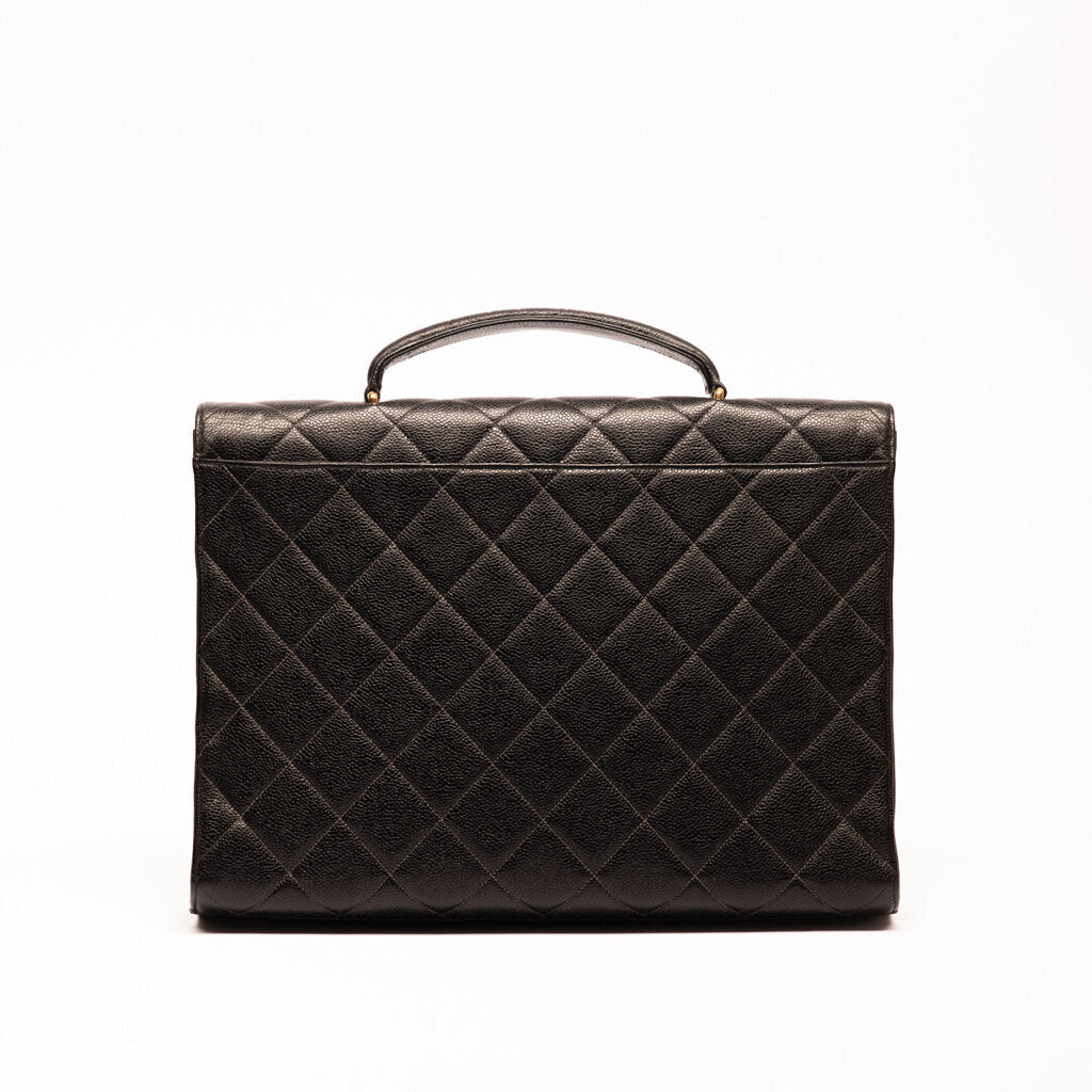 Chanel Vintage black Caviar Top Handle Briefcase
