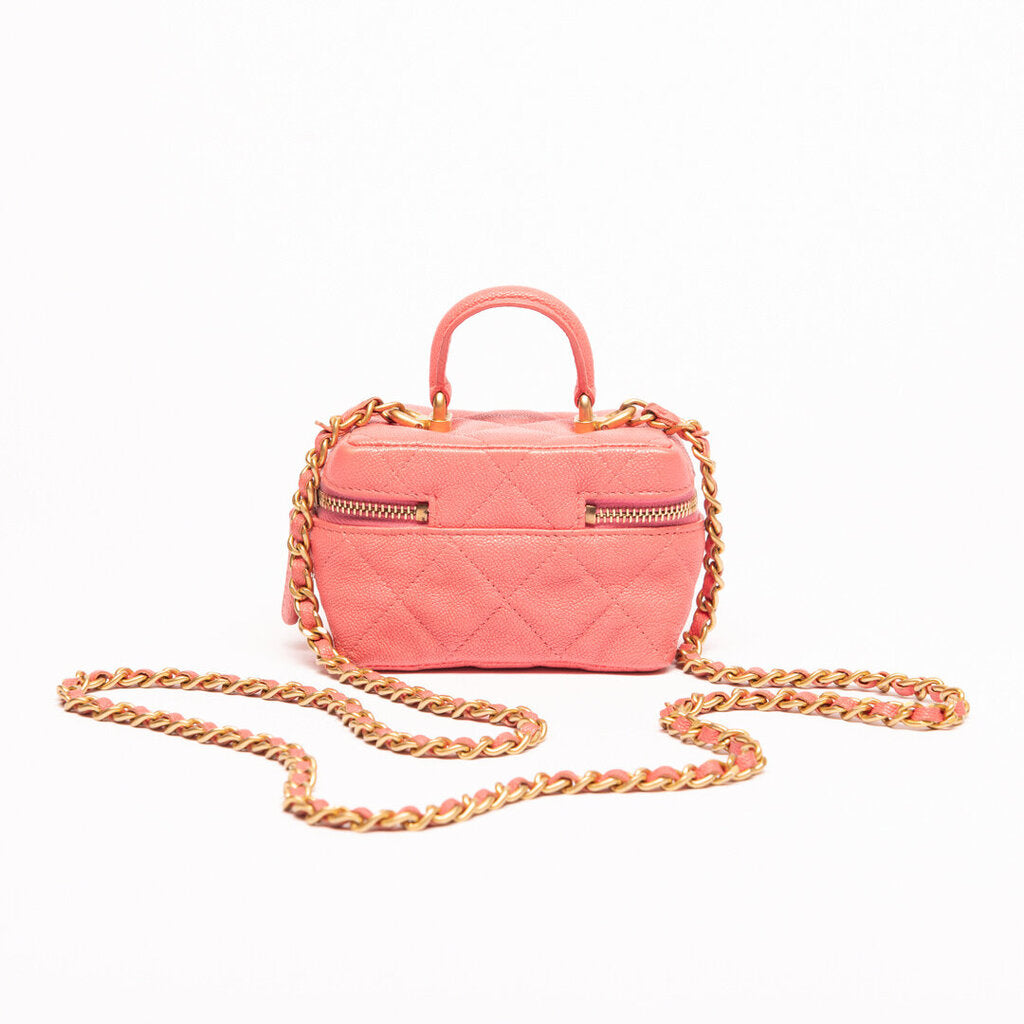 Chanel Pink Caviar Small Top Handle Vanity Case