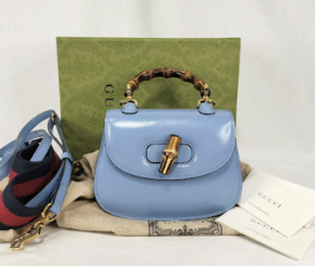 Gucci Periwinkle Small Bamboo 1947 Top Handle Bag
