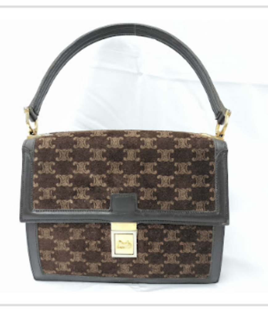 Brown Suede Macadam Top Handle Bag