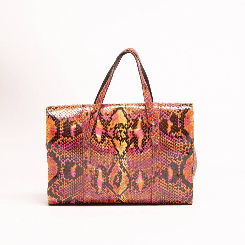 Chanel Pink Python Double Handle Bag