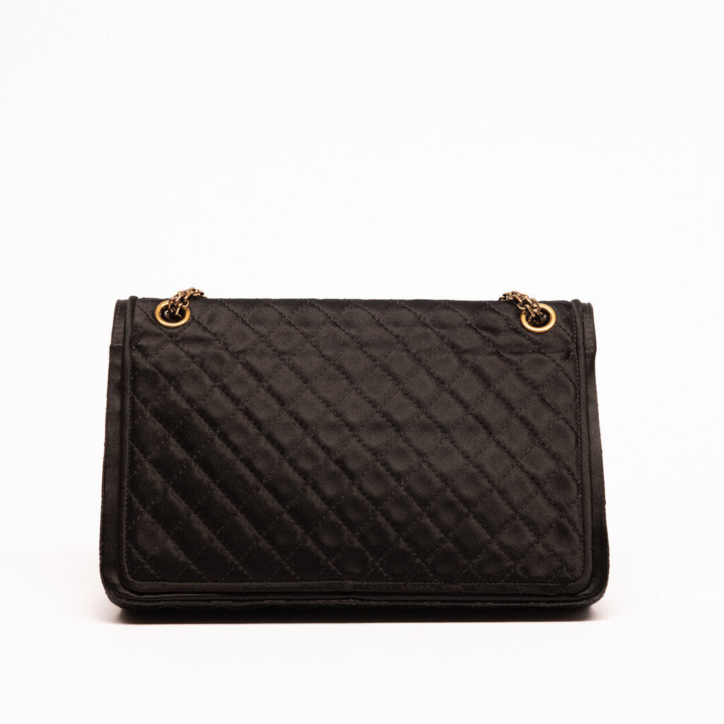 Chanel Black Satin 2.55 Medium Reissue