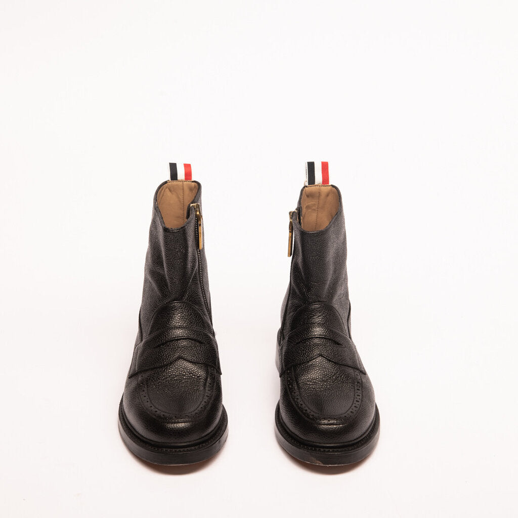 Thom Browne Black Leather Penny Loafer Ankle Boot