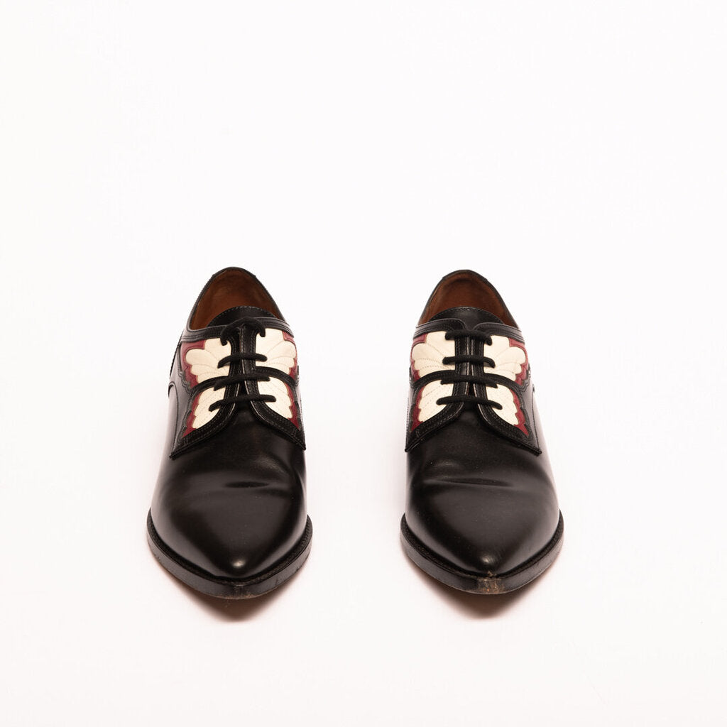 Valentino Black Leather Western Derby