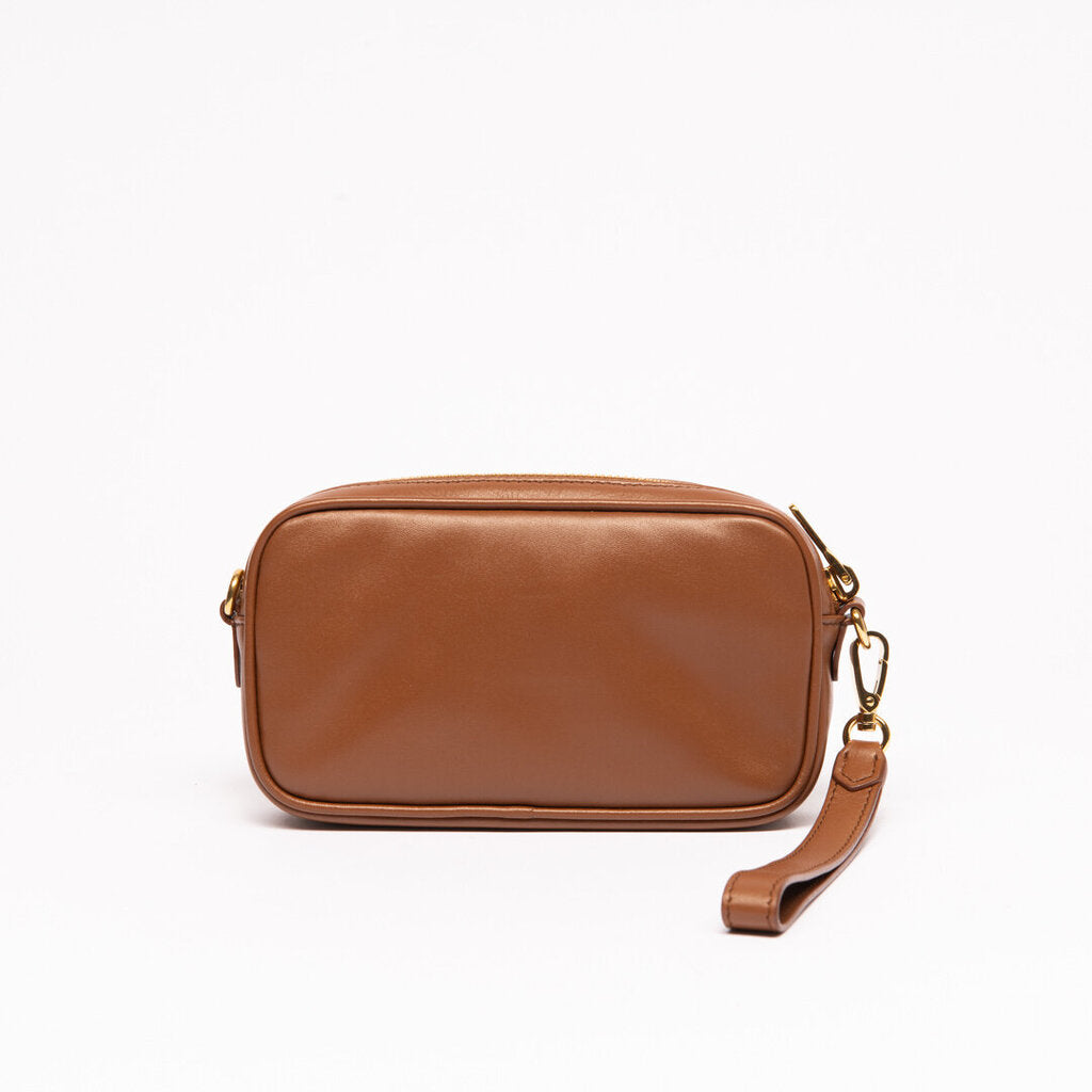 Miu Miu Brown Pouch With Wristlet Strap