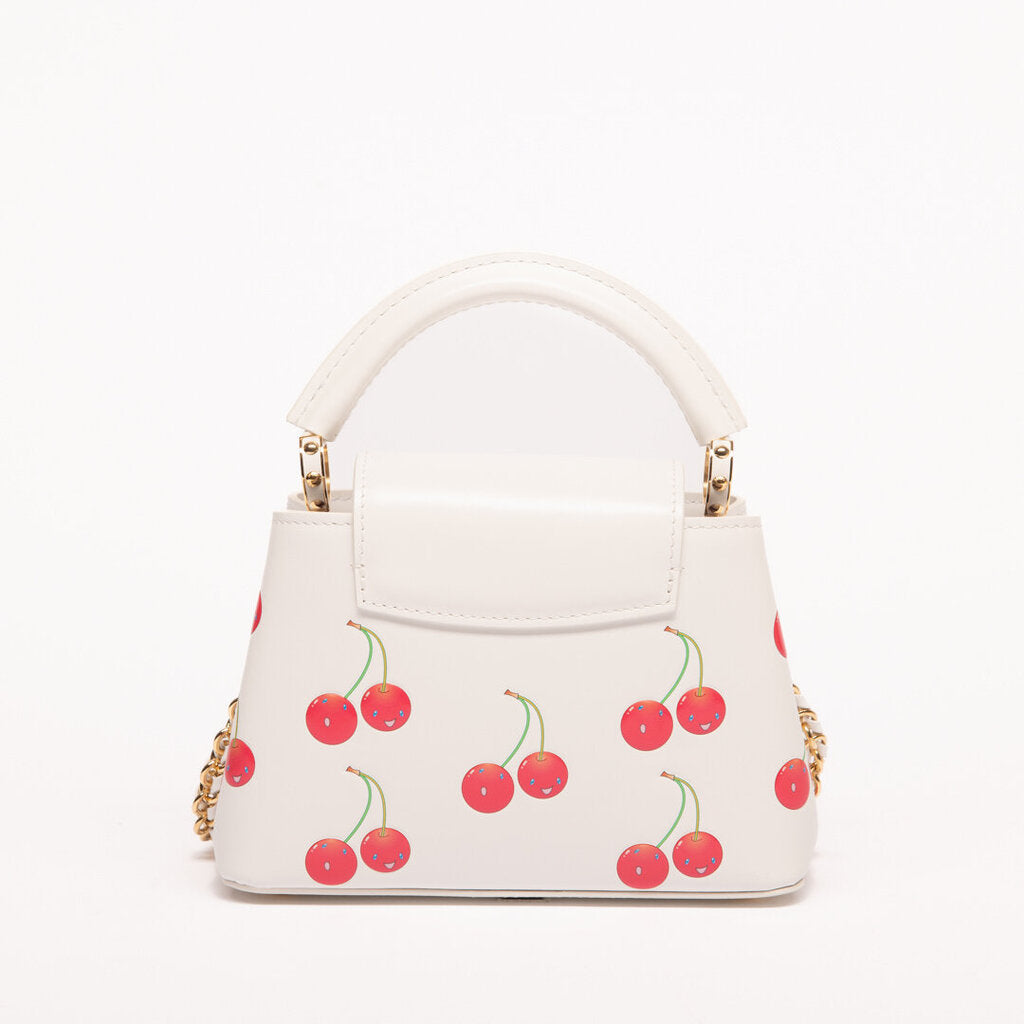 Louis Vuitton X Murakami White Leather Cherry Mini Capucines Bag