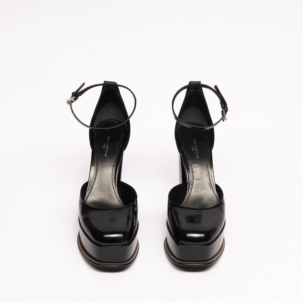 Louis Vuitton Black Patent Leather Platform Heel