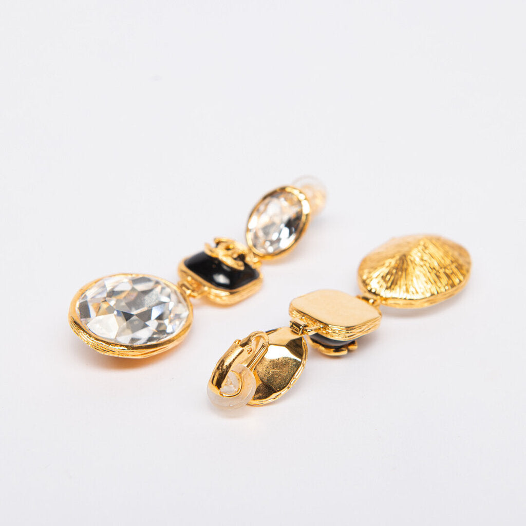 Chanel Gold Crystal Drop Earring