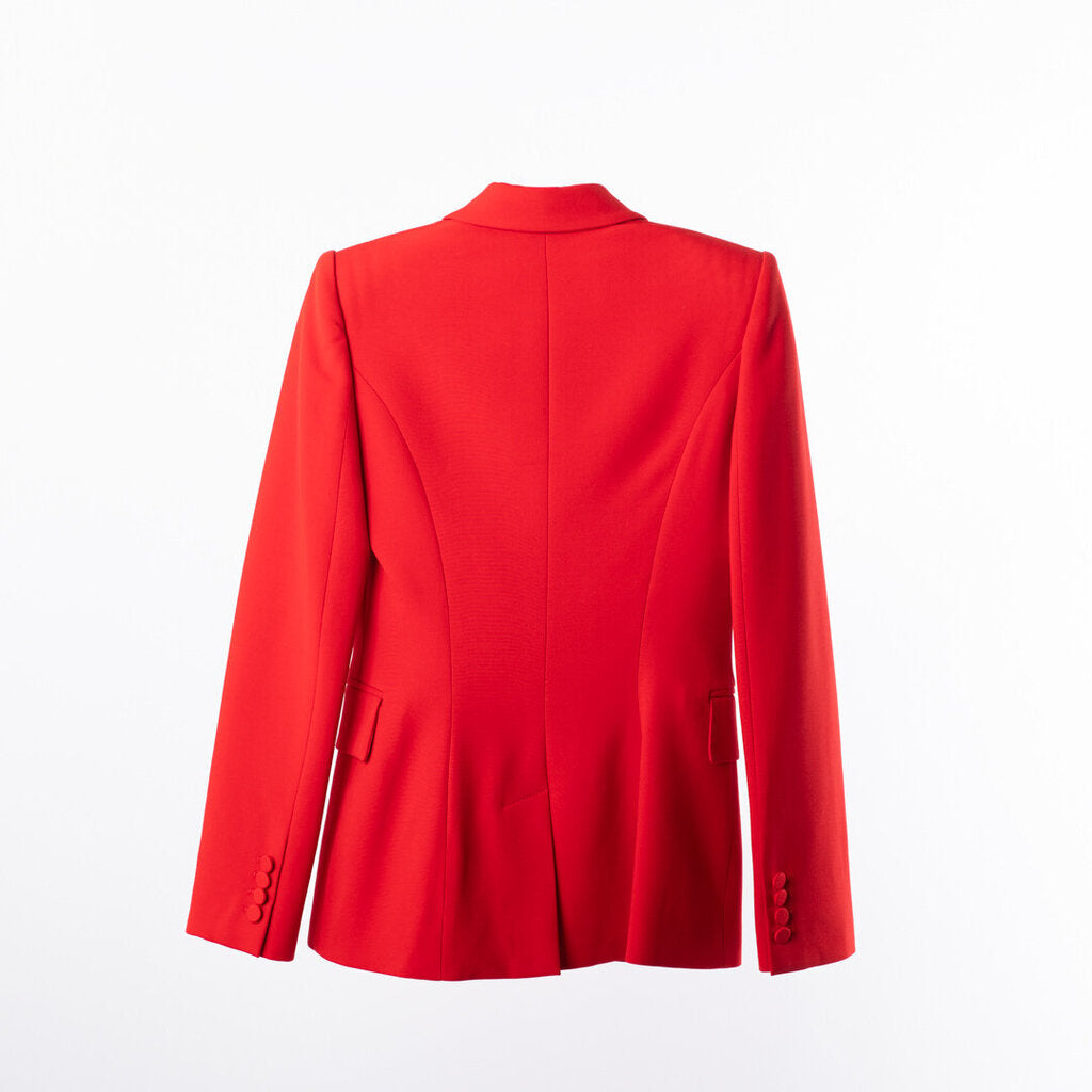 Alexander McQueen Red Wool & Silk Blazer & Pant Set