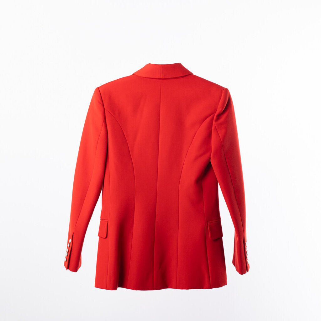 Balmain Red Viscose Blend Gold Button Blazer