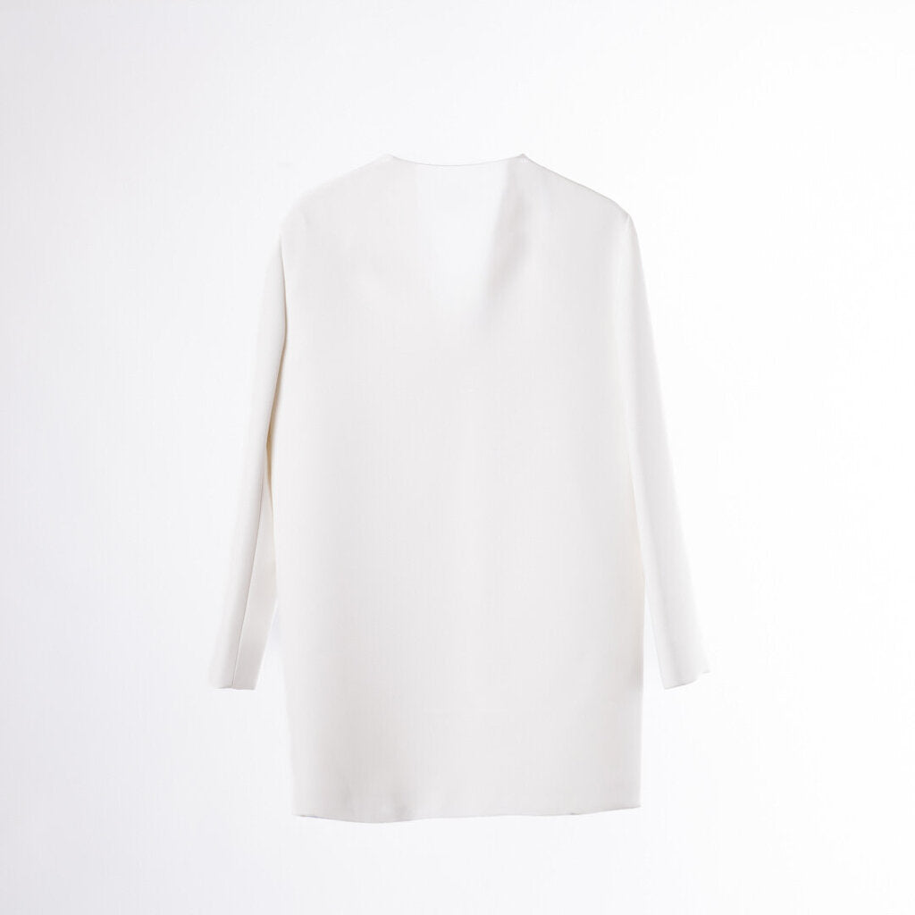 Khaite White Poly Long Sleeve Mini Dress