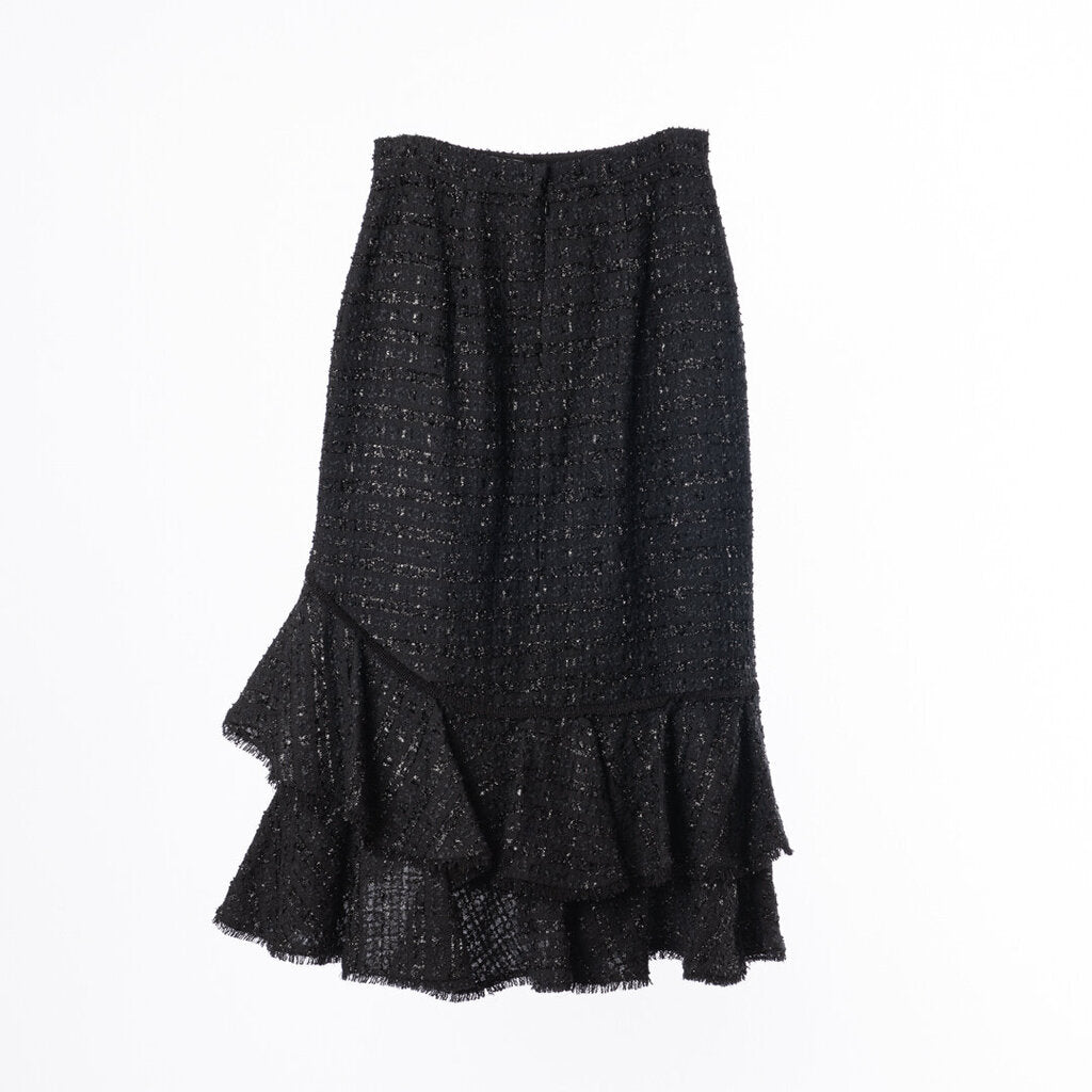 Erdem Black Tweed Poly Blend Maxi Skirt