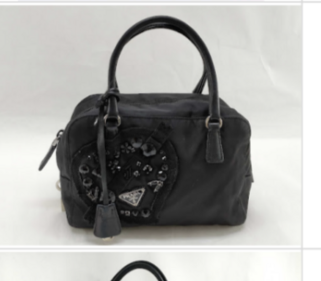 Black Nylon Embellished Boston Bag